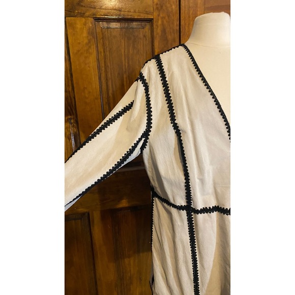 Pamela McCoy Collections Womens 1X Beige Genuine Leather Jacket Open Front - Picture 2 of 6